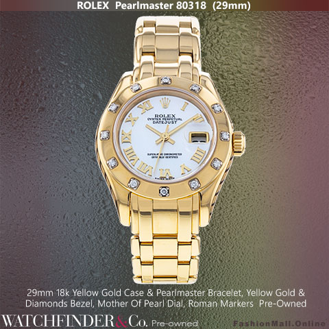 Ladies Rolex Pearlmaster Gold & Diamonds Mother Of Pearl Dial, Pre-Owned