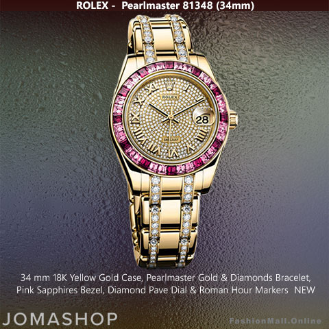 Rolex Pearlmaster 34mm Yellow Gold Diamonds & Sapphires – NEW