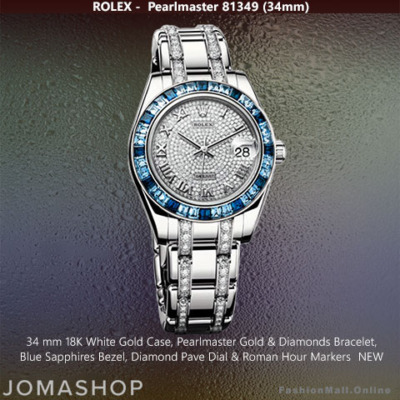Rolex Pearlmaster White Gold Diamonds & Blue Sapphires - NEW
