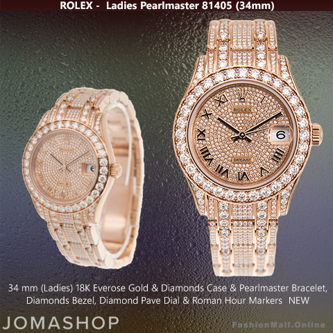 Ladies Rolex Pearlmaster Everose Gold & Diamonds 81405 -NEW