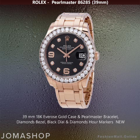 Rolex Pearlmaster Everose Gold Diamonds Bezel Black Dial -NEW