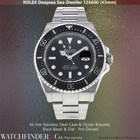 Rolex 126600  Sea-Dweller 43mm Steel Black Dial, Pre-Owned