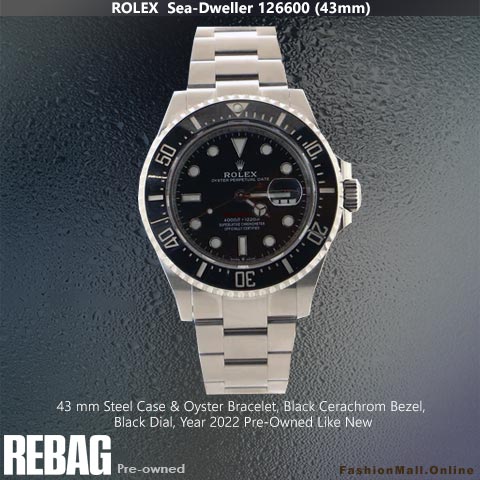 Rolex Sea-Dweller 126600 43mm Steel Black Dial- Pre-Owned Like New