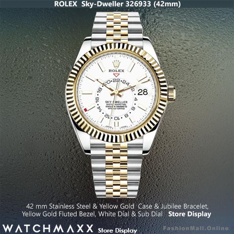 Rolex Sky-Dweller Steel & Yellow Gold White Dials Jubilee – STORE DISPLAY