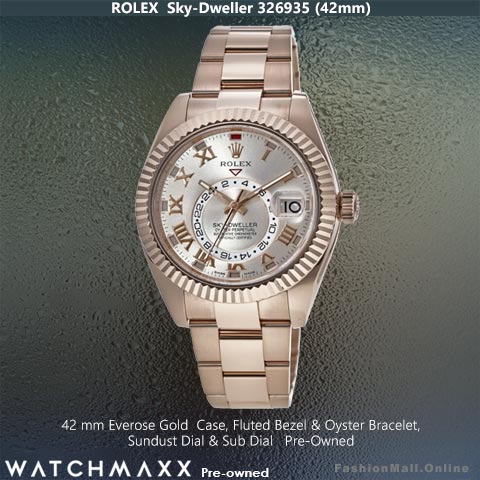 Rolex Sky-Dweller Everose Gold Sundust Dials Roman Markers Oyster, Pre-Owned