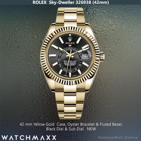 Rolex Sky-Dweller Yellow Gold Black Dials Oyster Bracelet – NEW