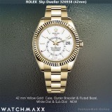 Rolex Sky-Dweller Yellow Gold White Dials Oyster Bracelet - NEW