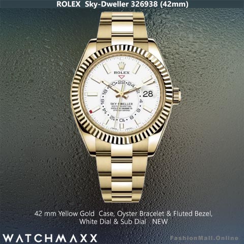 Rolex Sky-Dweller Yellow Gold White Dials Oyster Bracelet – NEW