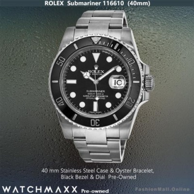 Rolex 116610 Submariner Stainless Steel & Black, NEW