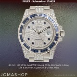 Rolex Submariner White Gold Diamonds & Sapphires, NEW