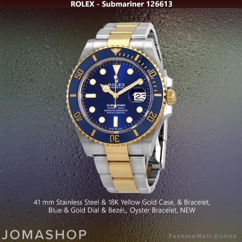 Rolex Submariner 126613 Stainless Steel Yellow Gold Blue Bezel & Dial, NEW