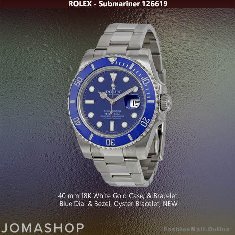 Rolex Submariner Smurf 116619 White Gold Blue Bezel & Dial,  NEW