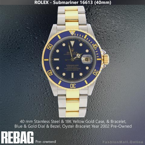 Rolex Submariner Steel Yellow Gold Blue Bezel & Dial,  Pre-Owned
