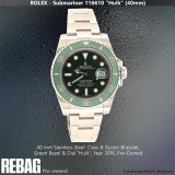 Rolex Submariner Hulk 116610LV Steel Green Bezel & Dial, Pre-Owned