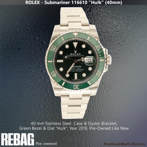 Rolex Submariner Hulk 116610LV Steel Green Bezel Black Dial, Pre-Owned
