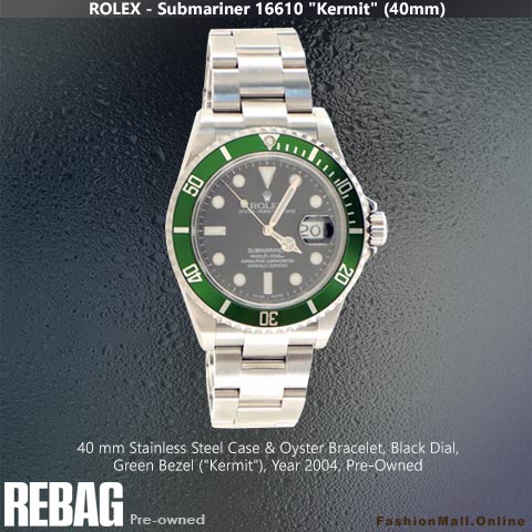 Rolex Submariner Kermit Steel Green Bezel Black Dial, Pre-Owned