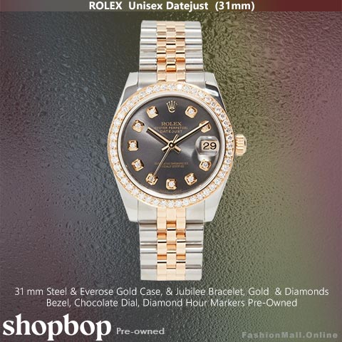 Rolex Datejust Steel Everose Gold Diamonds Chocolate Dial, Pre-Owned