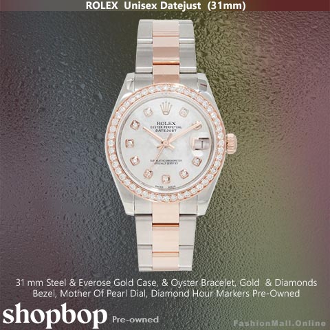 Rolex Datejust 31mm Steel Rose Gold Diamonds Mother Of Pearl Dial, Pre-Owned