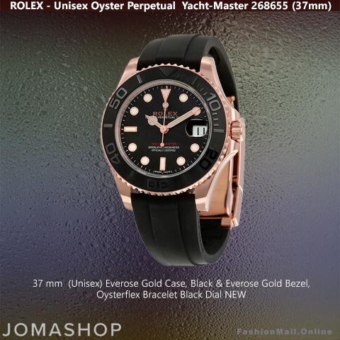Rolex Yacht Master 268655 Rose Gold Black Dial & Oysterflex, NEW