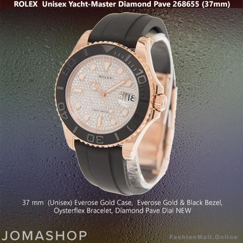 Rolex Yacht Master 268655 Rose Gold Diamond Pave Dial Oysterflex, NEW