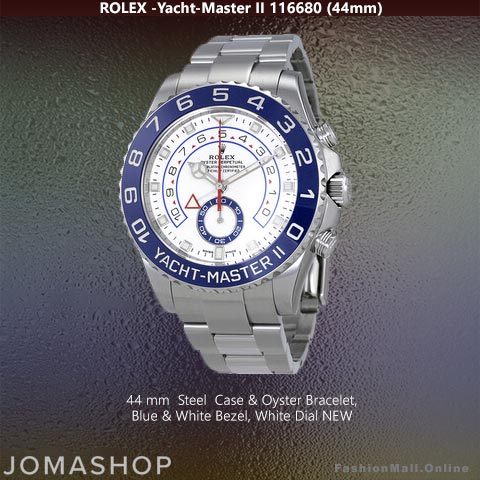Rolex Yacht-Master II Stainless Steel Blue Bezel White Dials, NEW