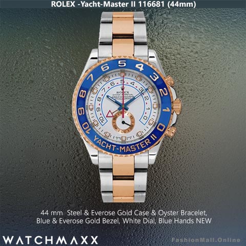Rolex Yacht Master II 116681 Steel & Everose Gold Blue Bezel White Dial, NEW