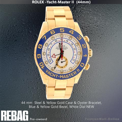 Rolex Yacht-Master II Yellow Gold Blue Bezel White Dials, Pre-Owned