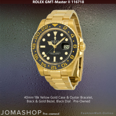Rolex GMT Master II 116718 Yellow Gold Black, Pre-Owned