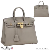 Hermes Birkin 25 Gris Asphalte Taurillon Novillo, Pre-owned