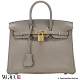 Hermes Birkin 25 Gris Asphalte Taurillon Novillo, Pre-owned