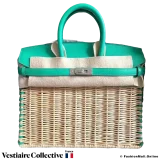 HERMES Birkin Picnic 25 Menthe (Green) Swift & Wicker, New Condition