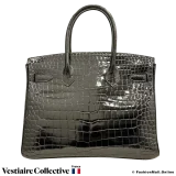 Hermes Birkin 30 Black (Noir) Porosus Crocodile, Pre-owned, in Very Good condition.