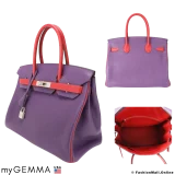 HERMES Birkin 30 HSS (special order) Anemone & Rouge Casaque Clemence, Pre-owned