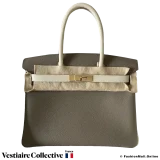 Hermes Birkin 30 Hss (Horse shoe) Etoupe  & Craie Epsom, New Open Box