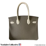 Hermes Birkin 30 Hss (Horse shoe) Etoupe  & Craie Epsom, New Open Box