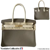 Hermes Birkin 30 Hss (Horse shoe) Etoupe  & Craie Epsom, New Open Box