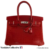 Hermes Birkin 30 Braise (Red) Niloticus Crocodile, Pre-owned, in Very Good Condition