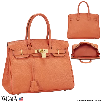 HERMES Birkin 30 Orange Poppy in Togo, Pre-owned