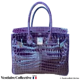 Hermes Birkin 30 Purple (Cassis) Niloticus Lisse Crocodile, New Open Box