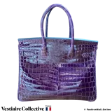 Hermes Birkin 30 Purple (Cassis) Niloticus Lisse Crocodile, New Open Box