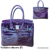 Hermes Birkin 30 Purple (Cassis) Niloticus Lisse Crocodile, New Open Box