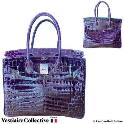 Hermes Birkin 30 Purple (Cassis) Niloticus Lisse Crocodile, New Open Box