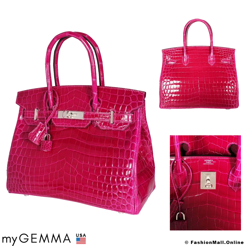 HERMES Birkin 30 Rose Pourpre Crocodile bag, new in box