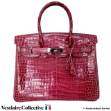 Hermes Birkin 30 Rose Tyrien Porosus Crocodile, Pre-owned