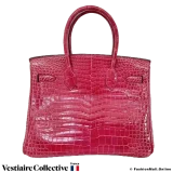 Hermes Birkin 30 Rose Tyrien Porosus Crocodile, Pre-owned