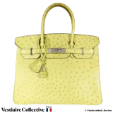 Hermes Birkin 30 Vert Anis (Yellowish Green) Ostrich, Pre-owned, in Good Condition