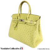 Hermes Birkin 30 Vert Anis (Yellowish Green) Ostrich, Pre-owned, in Good Condition