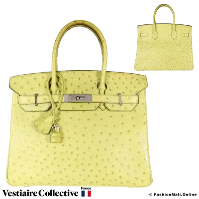 Hermes Birkin 30 Vert Anis (Yellowish Green) Ostrich, Pre-owned, in Good Condition