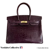 Hermes Birkin 35 Amethyst Porosus Crocodile, Pre-owned