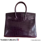 Hermes Birkin 35 Amethyst Porosus Crocodile, Pre-owned